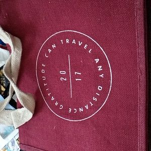 Reusable Jute Burlap Bag with Soft Handles Gratitude Can Travel Any Distance